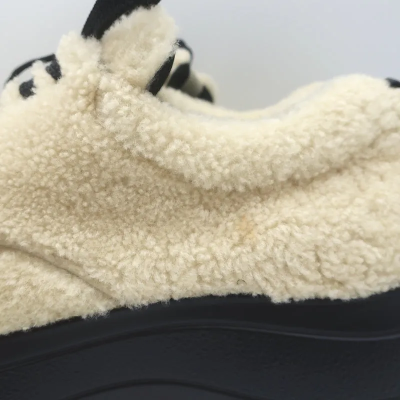 Celine Delivery Shearling Platform Sneakers Ecru Size 41