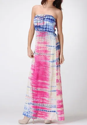 Hot Pink Tie Dye Maxi Dress