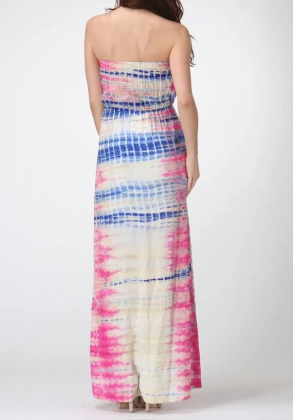 Hot Pink Tie Dye Maxi Dress