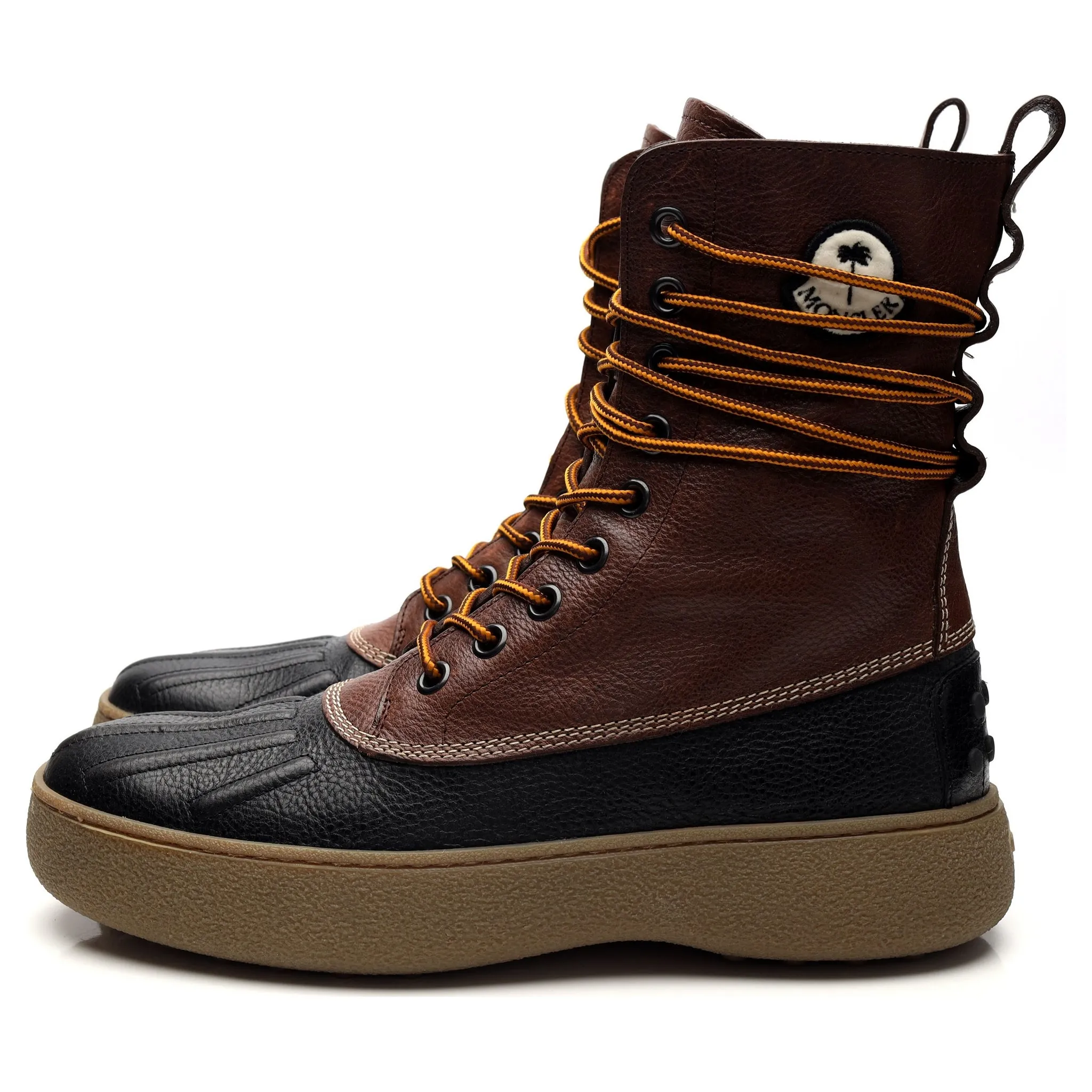 Moncler x Palm Angels 'Winter Gommino' Brown Leather Boots UK 8