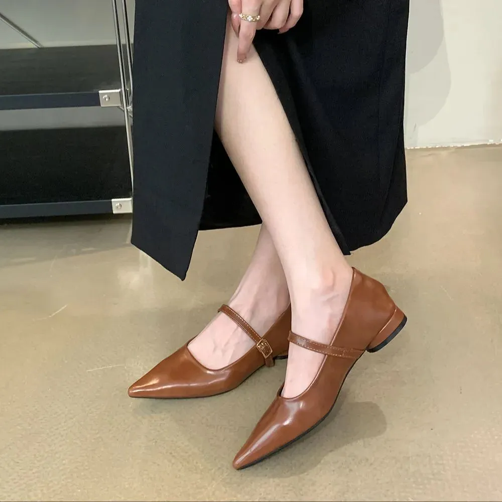 Mqtime Casual Women Flats Loafers Black Brown White Shallow Slip On Flat Heels Belt Buckle Party Pumps Dress Shoes Dance Ballet Mules