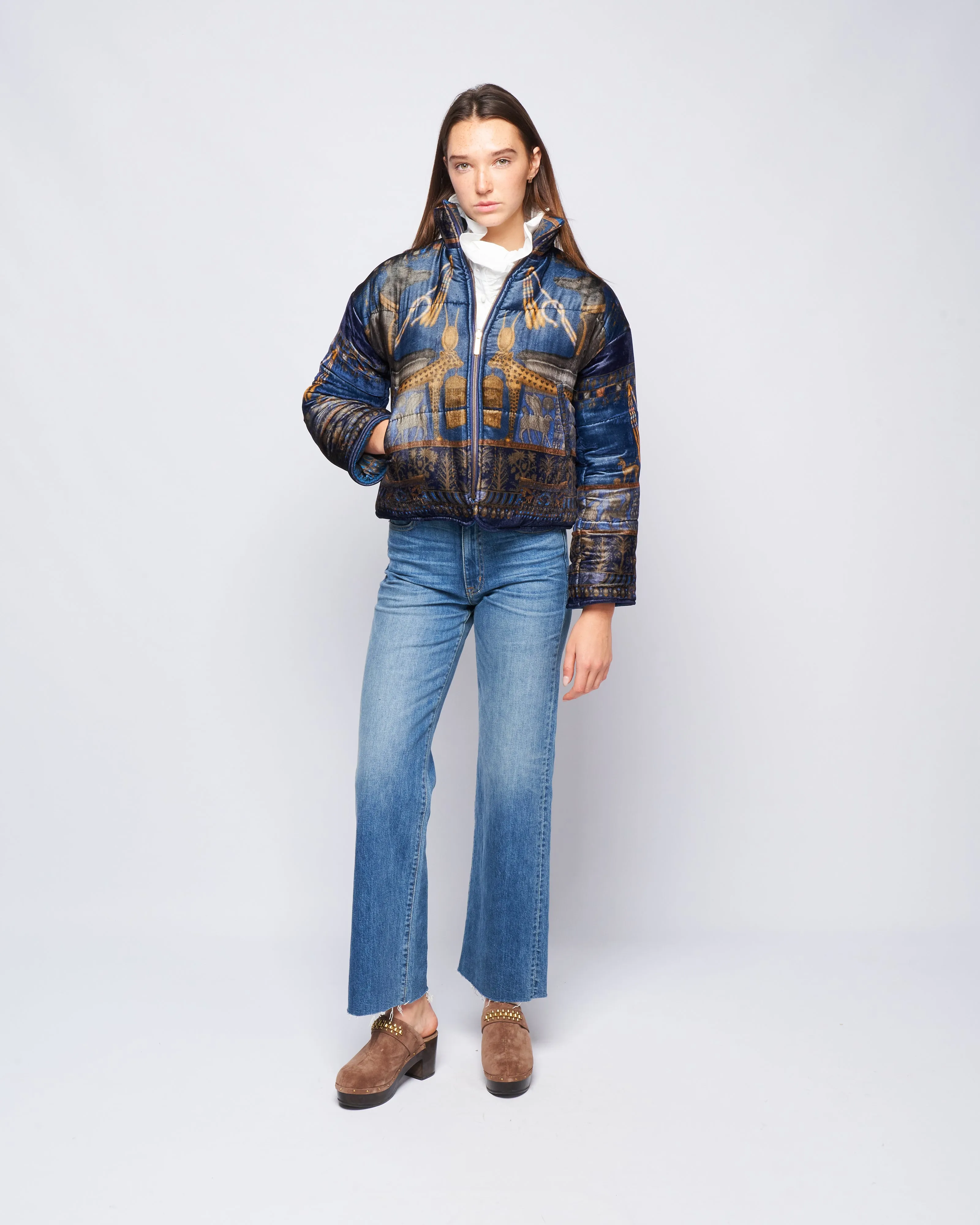 reversible padded jacket - lapis/ nile