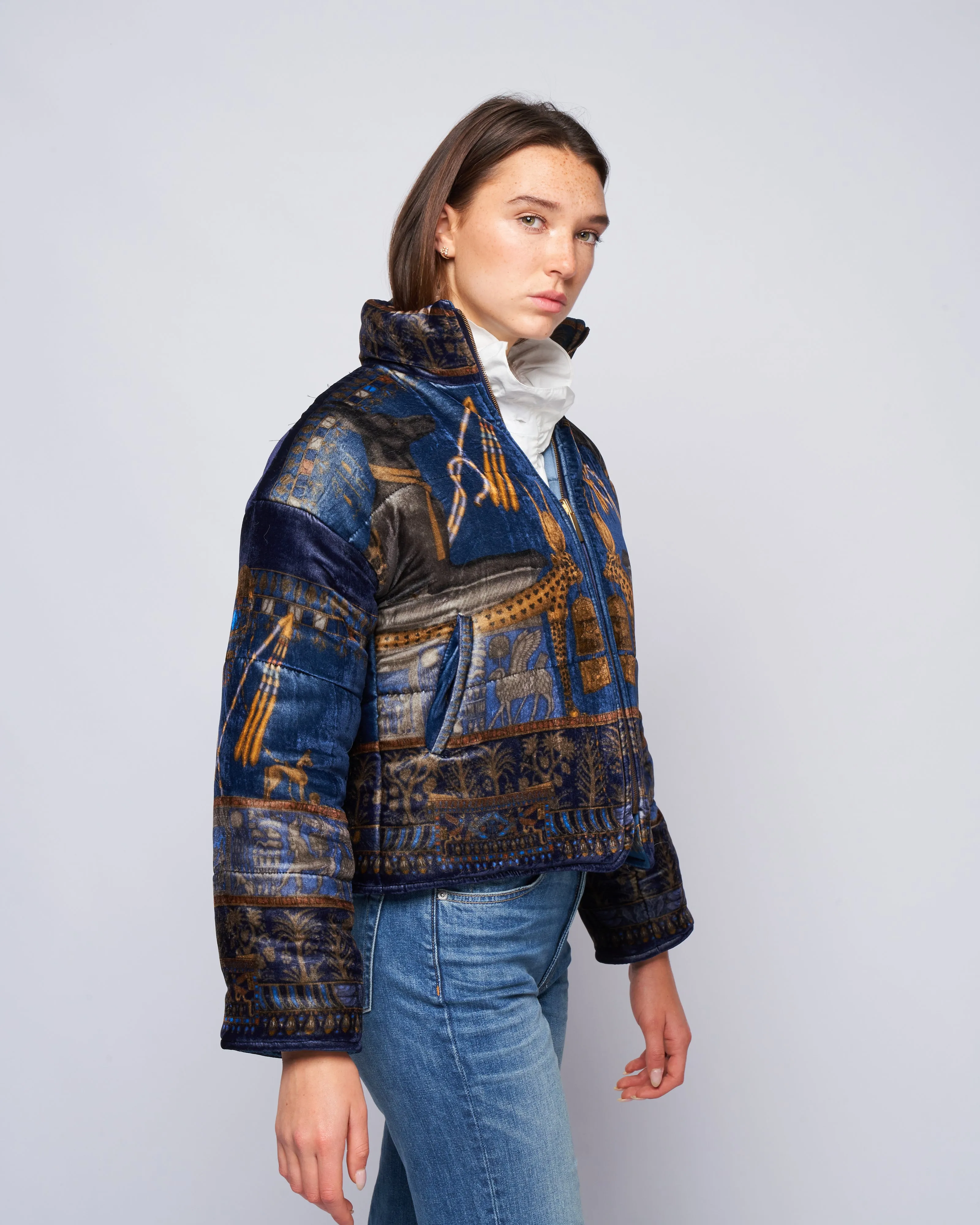 reversible padded jacket - lapis/ nile