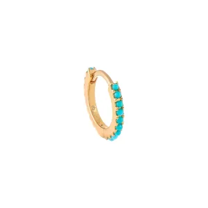 Turquoise Beaded Huggie 14K